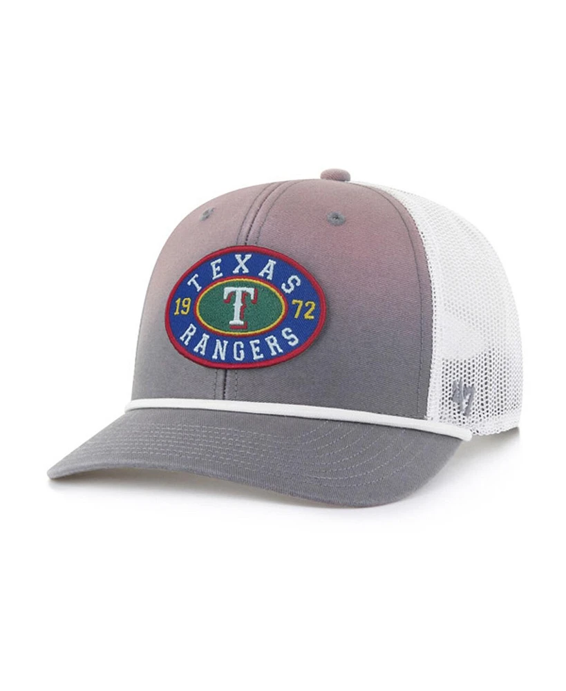 '47 Brand Men's Gray/White Texas Rangers Tide Sweep Rope Trucker Adjustable Hat