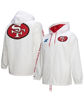 Mitchell & Ness Men's White San Francisco 49ers Vintage Logo Coaches Full-Snap Hoodie Jacket