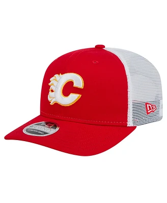 New Era Men's Red Calgary Flames Core Trucker 9SEVENTY Stretch-snap Hat