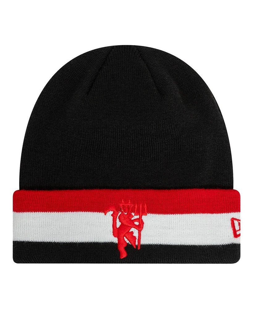 New Era Men's Black Manchester United Flag Cuffed Knit Hat