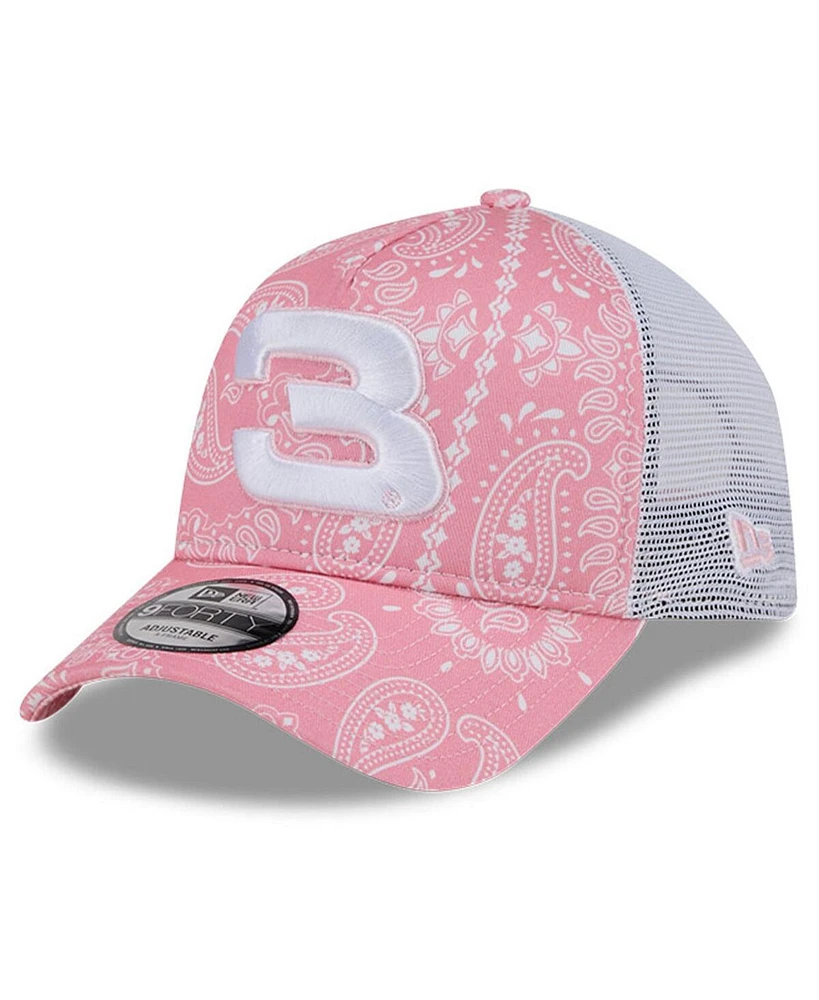 New Era Men's Pink Austin Dillon 9FORTY A-Frame Trucker Paisley Adjustable Hat