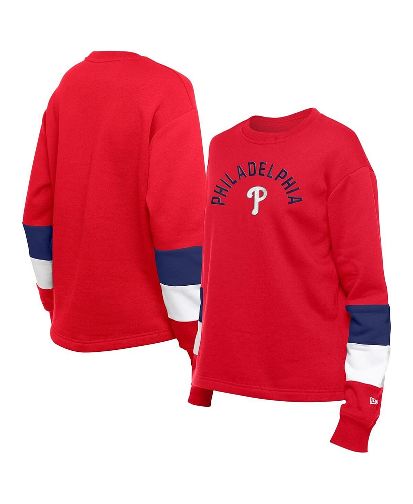 New Era Women's Red Philadelphia Phillies Gameday Crewneck Sweatshirt