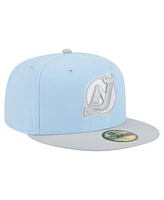 New Era Men's Light Blue/Gray Jersey Devils Color Pack Two-Tone 59FIFTY Fitted Hat