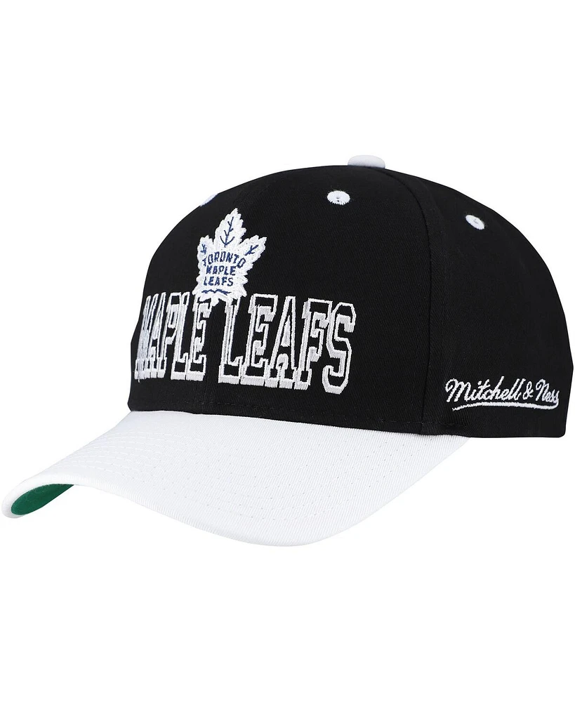 Mitchell & Ness Men's Black/White Toronto Maple Leaf's Backside Script Two-Tone Pro Crown Adjustable Hat