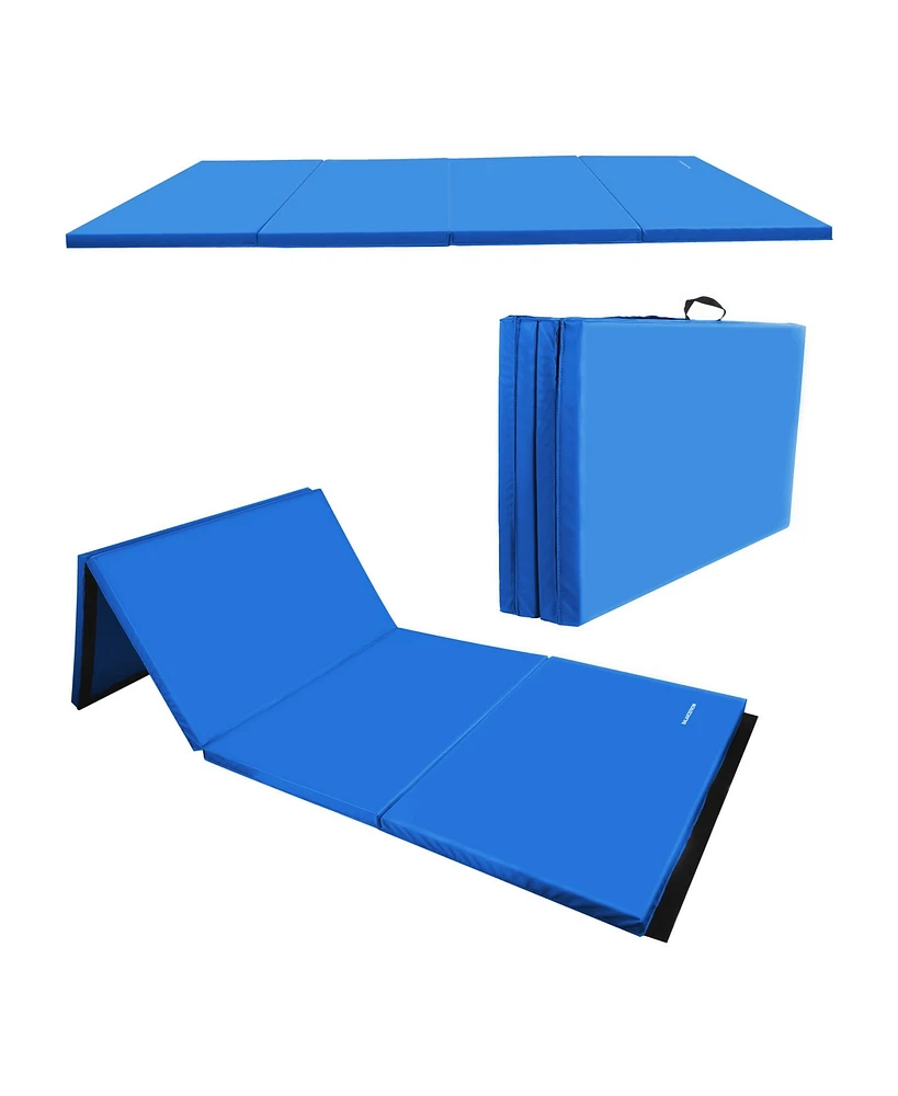 BalanceFrom 4' x 6' x 2" All Purpose Folding Fitness Gymnastics Gym Mat, Blue