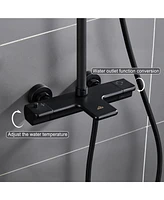 Thermostatic rain shower faucet Exposed Wall Mount Handheld Shower Set, Matte Black