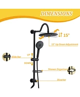 Exposed Shower System with 3 Spray Modes Hand Shower, Exposed Shower Faucet Set with Height Adjustable Lift Rod