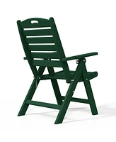 5-Piece Hdpe Square Patio Dining Table Set with Foldable Chairs