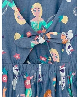 Frozen Little Girls Disney Minnie Mouse Mickey Daisy Lilo & Stitch Princess Belle Ariel Chambray Skater Dress to