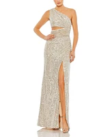 Mac Duggal Women's Sequin One Shoulder Cut Out Gown