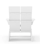 Outdoor Hdpe Modern Adirondack Chair with Cup Holder (Set of 2)