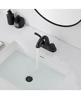 4 Inch 2-Handle Bathroom Sink Faucet Centerset Bathroom Faucet 2 Handle Sink Faucet with Pop up Drain Water Supply Hoses Brushed Nickel