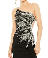 Mac Duggal Women's Embellished One Shoulder Cut Out Gown