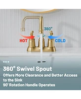 2 Handle Bathroom Sink Faucet, 4-Inch Centerset Faucet with Pop Up Drain and Water Supply Lines