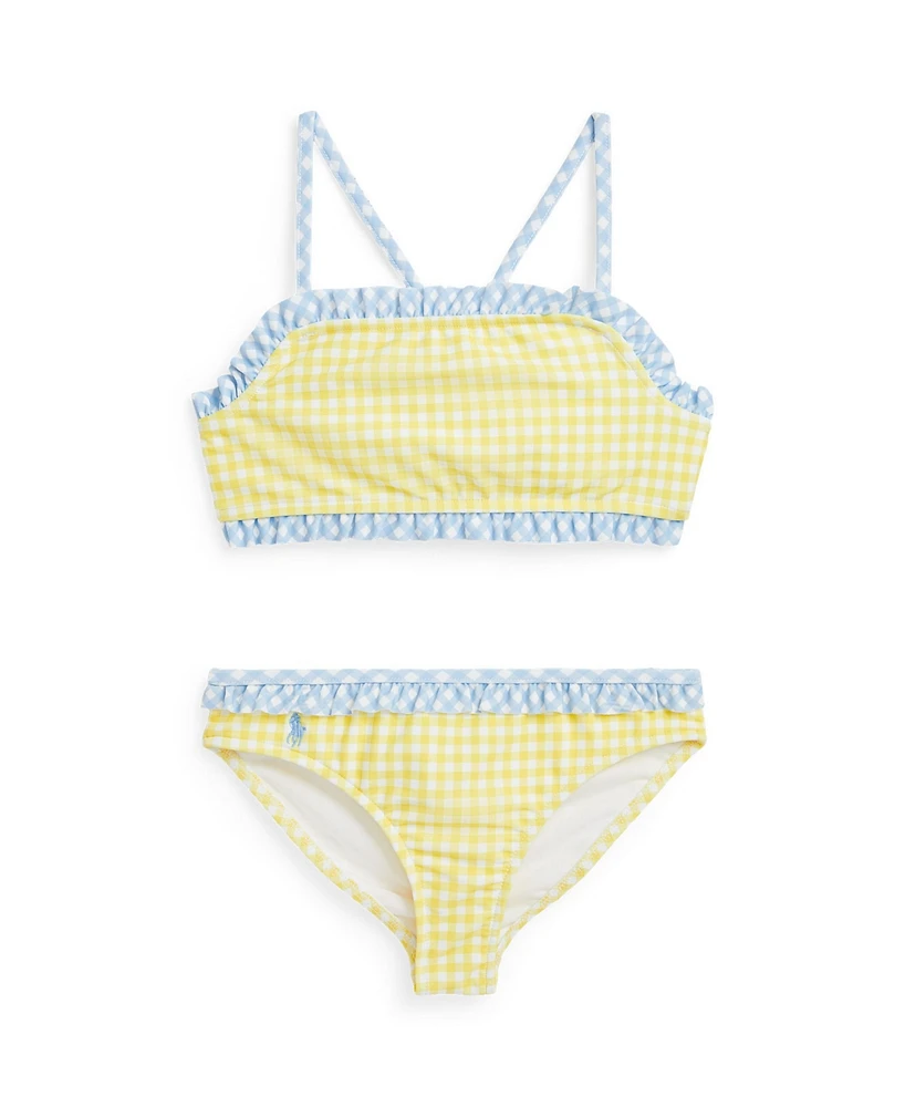 Polo Ralph Lauren Toddler and Little Girls Gingham Ruffled Two-Piece Swimsuit