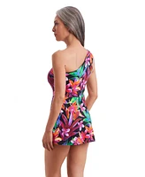 ShapeSolver by Mimi Flamingo Women's Secret Jungle One Shoulder Swimdress