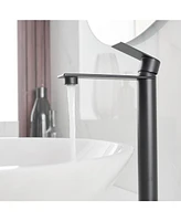 Single Handle Bathroom Vessel Sink Faucet with Modern 1-Hole Brass High Tall Bathroom Faucets