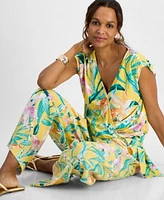 I.N.C. International Concepts Petite Printed Side Tied Top Pull On Wide Leg Pants Exclusively At Macys