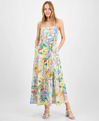 julia jordan Women's Straight-Neck Sleeveless Printed Dress