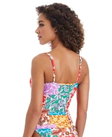 Bar Iii Women's Beachside Boheme Twist-Front Shirred Tankini Top, Exclusively at Macy's