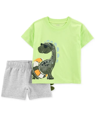 Carter's Toddler Boys Dinosaur Graphic T-Shirt & Shorts, 2 Piece Set