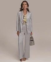 Donna Karan New York Womens Satin One Button Blazer Wide Leg Pants