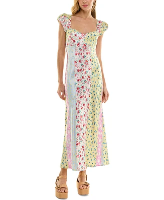 Juniors' Multi-Print Midi Dress