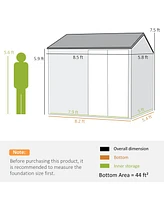 Outsunny 8' x 6' Metal Garden Storage Shed W/ Windows & Vents,