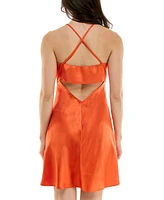 Juniors' Gathered Satin Slip Mini Dress, Created for Macy's