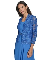 Jessica Howard Petite Lace Jacket & Chiffon Midi Dress Set
