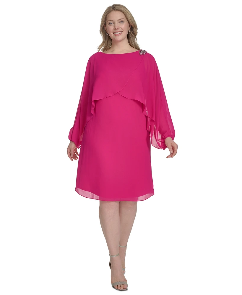 Jessica Howard Plus Embellished Capelet Dress