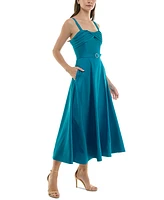 Taylor Women's Pleated Sweetheart-Neck Mikado Dress