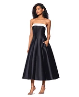 Betsy & Adam Women's Strapless Satin Mikado Party Dress