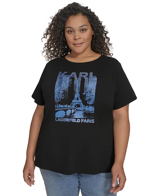 Karl Lagerfeld Paris Plus Embellished Eiffel Tower Tee, Exclusively at Macy's