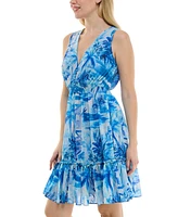Taylor Petite Floral Chiffon Tiered Sleeveless Dress