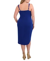 Siena Plus Side-Ruched Chain-Strap Cowlneck Dress