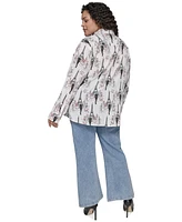 Karl Lagerfeld Paris Plus Whimsical Paris-Print Shirt, Exclusively at Macy's