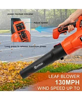 Cordless Leaf Blower Outigo, Leaf Blower with 2 21V 4.5Ah Batteries and 2 Tubes, Powerful Lightweight Handheld Garden Leaf Blower, Suitable for Dust R