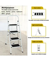 4 Step Ladder Folding Step Stool , Lightweight Step Stools for Adults with Anti-Slip Pedal, Portable Steel Handrails Step Ladder Withstanding 330 lbs