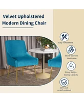 Boyel Living Velvet Dining Chair with Pulling Handle and Adjustable Foot Nails(Set of 2)