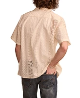 Lucky Brand Men's Short Sleeve Eyelet Camp Collar Shirt