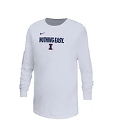 Nike Big Boys and Girls White Illinois Fighting Illini 2025 Legend Bench Long Sleeve T-Shirt