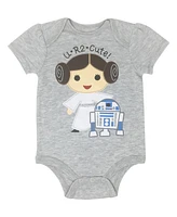 Star Wars Baby Girls C-3PO Princess Leia Chewbacca R2 D2 Bodysuit and Romper Newborn to