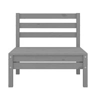 Patio Middle Sofa Gray Solid Wood Pine