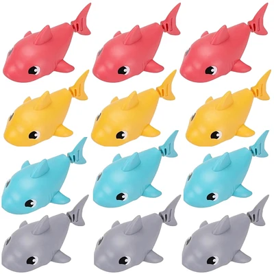 Sperric Toddler Wind-Up Floating Shark Bath Toys – 12PCS Colorful Swimming Sharks, Interactive & Battery-Free Water Play Set Bath, Pool & Summe