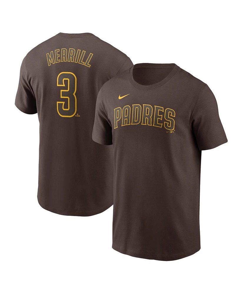 Nike Men's Jackson Merrill Brown San Diego Padres Fuse Name Number T-Shirt