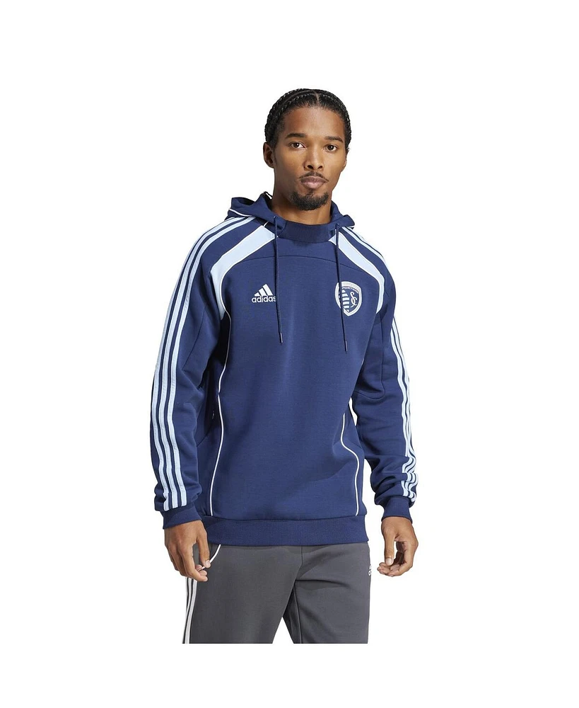 Adidas Men's Navy Sporting Kansas City 2025 Travel Pullover Hoodie