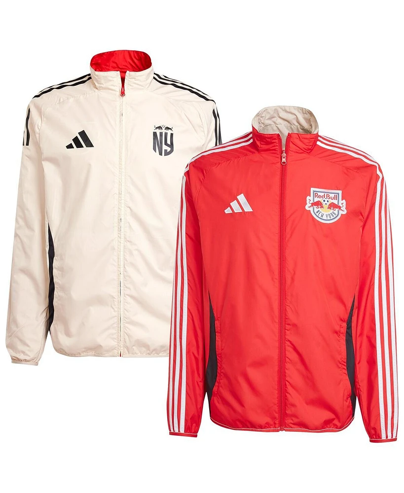 Adidas Men's Red/White New York Red Bulls 2025 Anthem Reversible Full-Zip Jacket