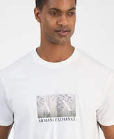 A|X Armani Exchange Men's Short Sleeve Crewneck Palm Tree Logo Graphic T-Shirt