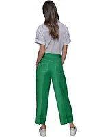 Karl Lagerfeld Paris Petite Linen-Blend Wide-Leg Pants